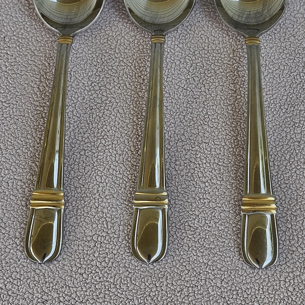 Towle Gold Ariel 3 Piece Serving Spoon Flatware Set